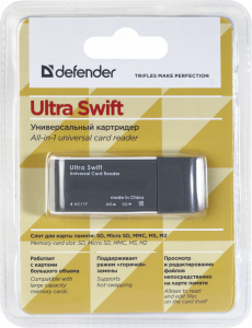 Картридер Defender Ultra Swift USB 2.0, 4 слота