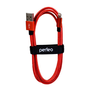Кабель PERFEO для iPhone, USB - 8 PIN (Lightning), красный, длина 1 м. (I4309)