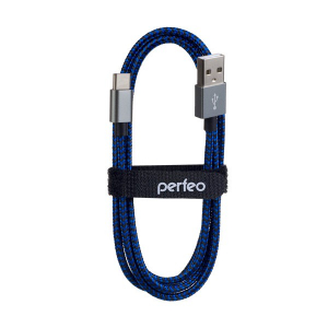 Кабель PERFEO USB2.0 A вилка - USB Type-C вилка, черно-синий, длина 3 м. (U4904)